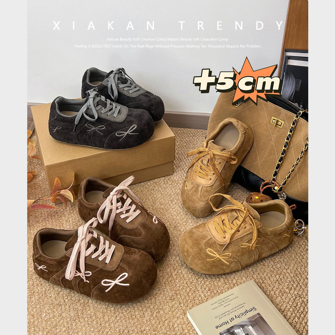 Damen modische Freizeit-Sneaker mit verspieltem Schleifen-Design und weichem Obermaterial EB