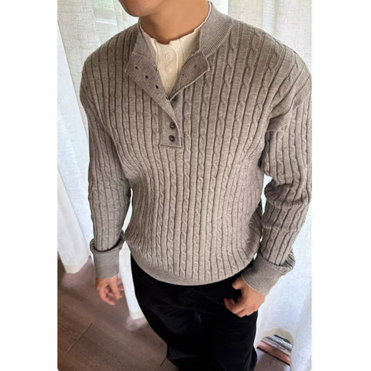 Herren Feinstrickpullover mit dekorativen Knopfdetails EB