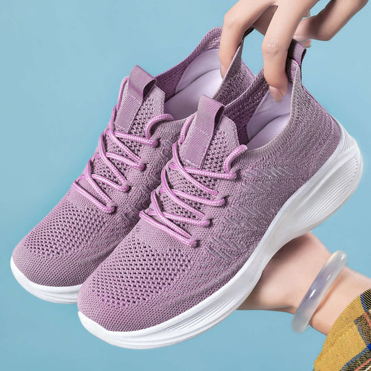 Damen nan ergonomischer Strick-Comfort-Sneaker mit gezielter Belüftung, elastischem Schlupfschaft und stoßabsorbierender Keilsohle EB