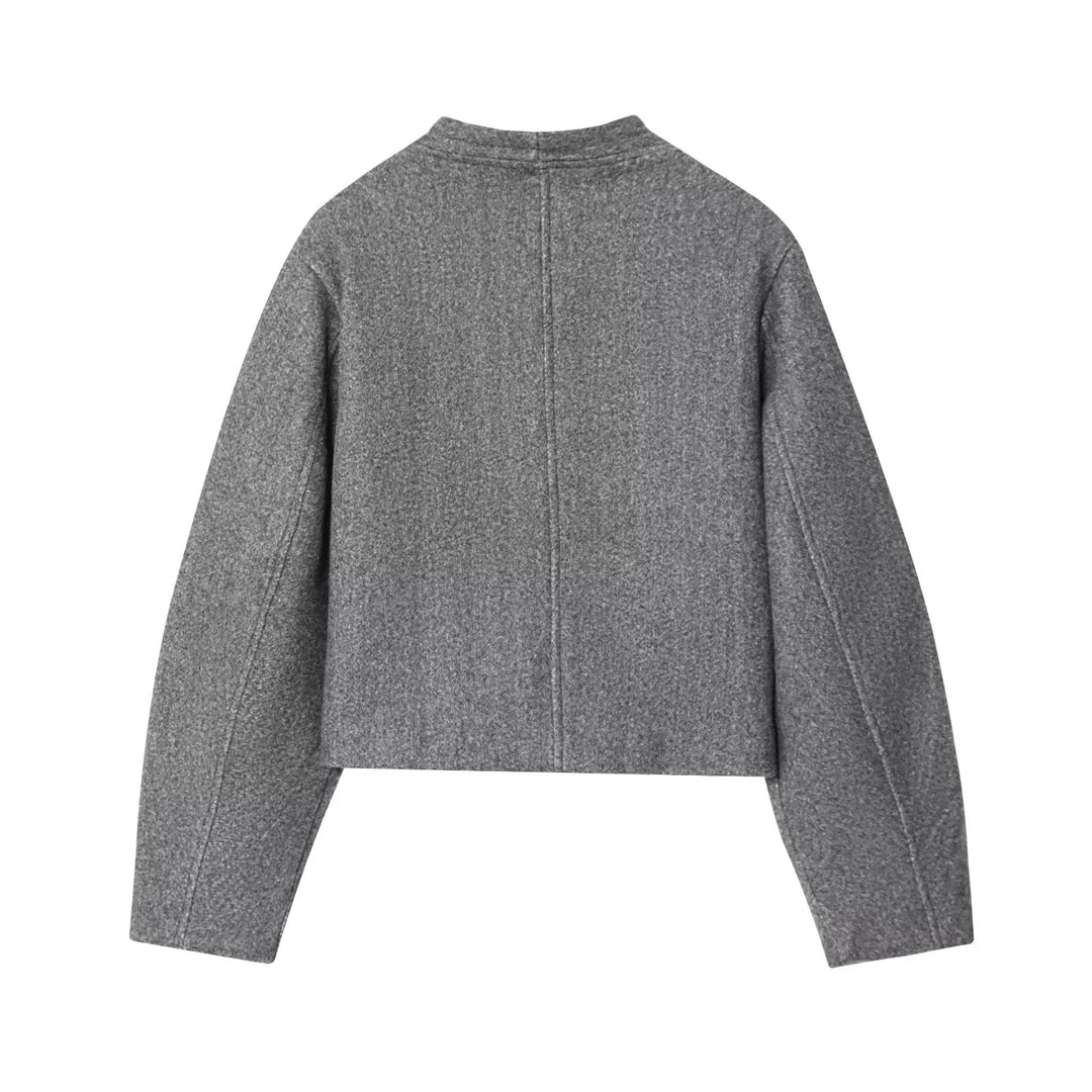 Damen elegante kurz geschnittene Jacke mit dekorativen Knopfdetails EB