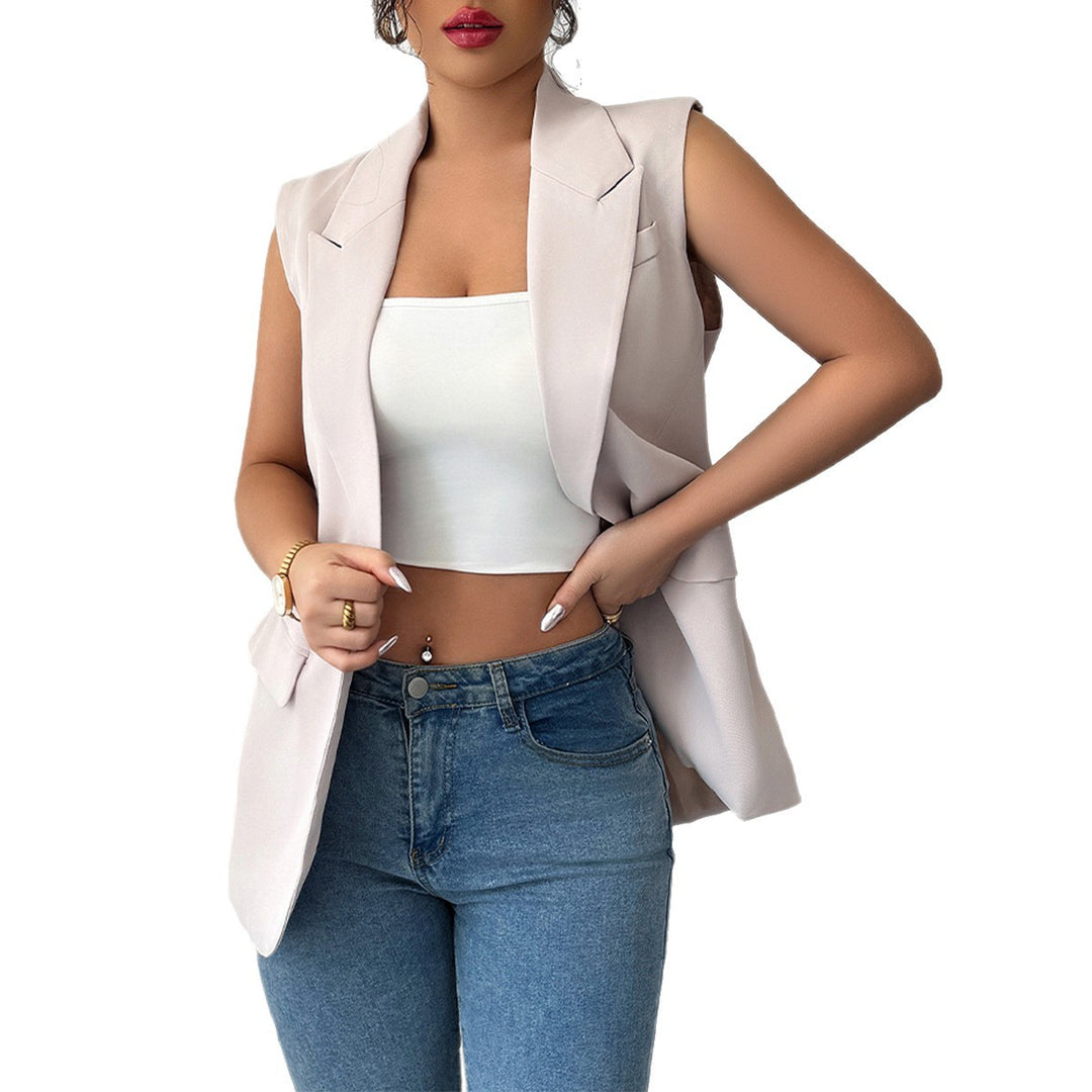 Damen Elegante ärmellose Blazerjacke mit feinen Details EB