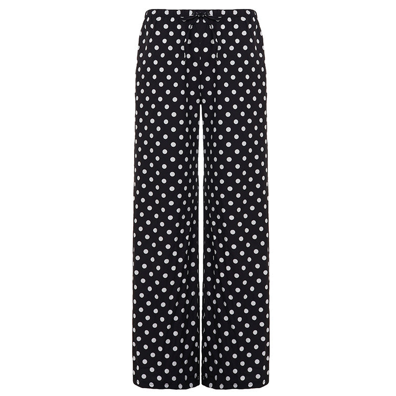 Damen nan weite Palazzo-Hose mit elastischem Bund und Punkte-Muster EB