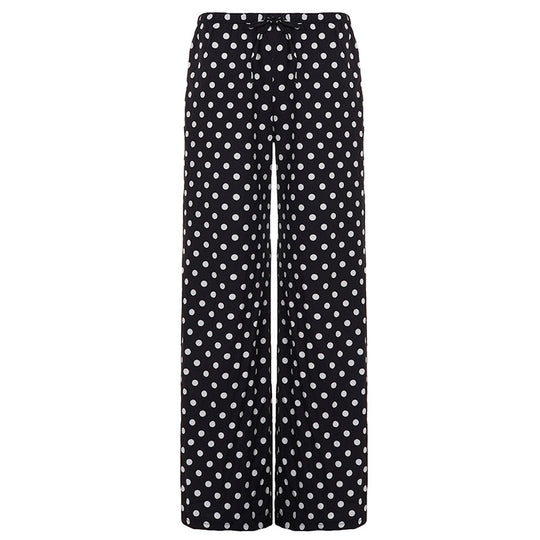 Damen nan weite Palazzo-Hose mit elastischem Bund und Punkte-Muster EB
