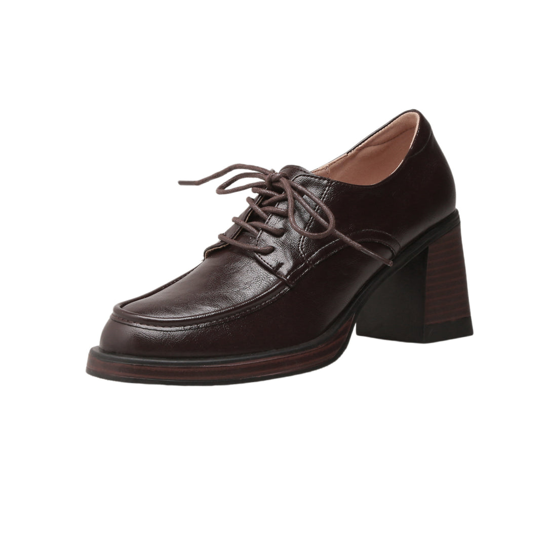 Damen Schnürschuhe mit elegantem Blockabsatz und modischem Finish EB