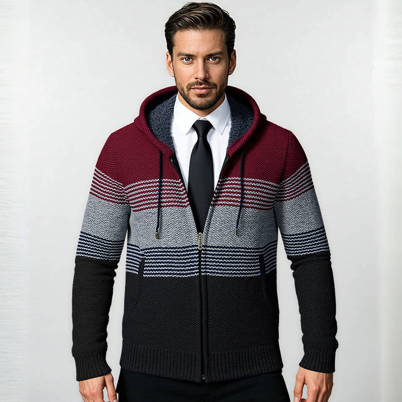 Herren modische Hoodie-Jacke mit strukturiertem Design und praktischen Taschen EB
