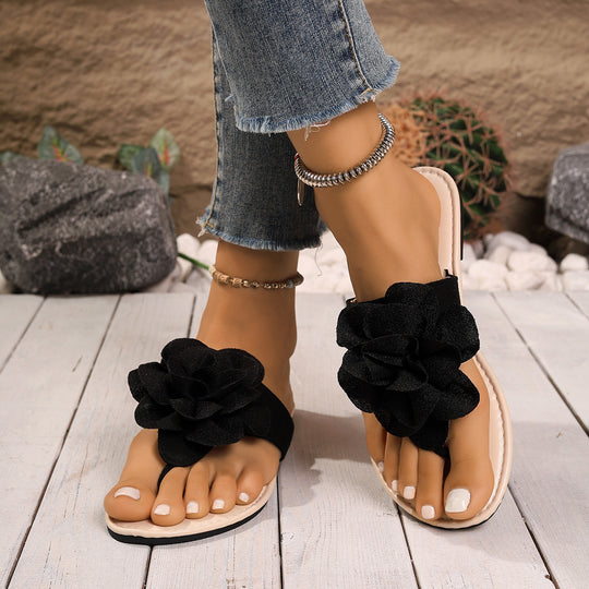 Damen Modische Slipper mit floraler Applikation EB