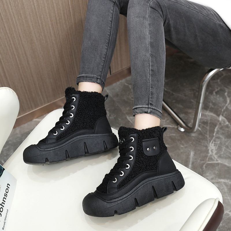 Damen modische High-Top Sneakers mit kuscheligem Innenfutter EB