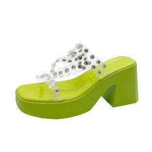 Damen Plateau-Pantoletten mit glitzernden Details EB