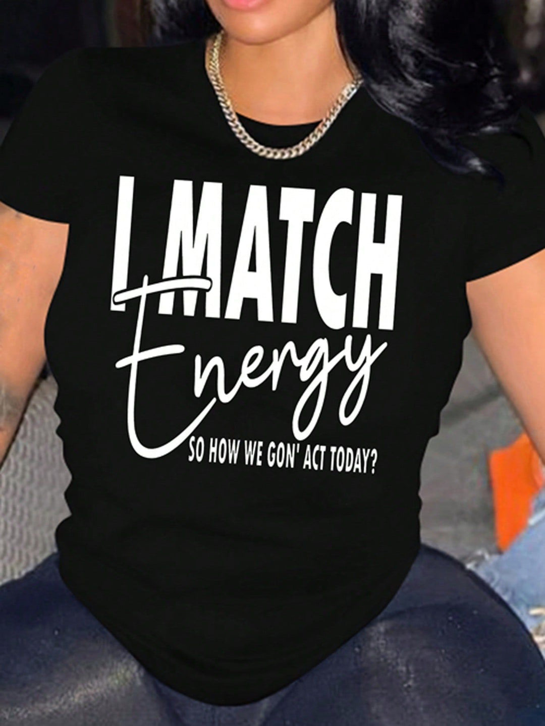 Damen Motiviertes Kurzarm-T-Shirt mit kreativem Schriftzug EB
