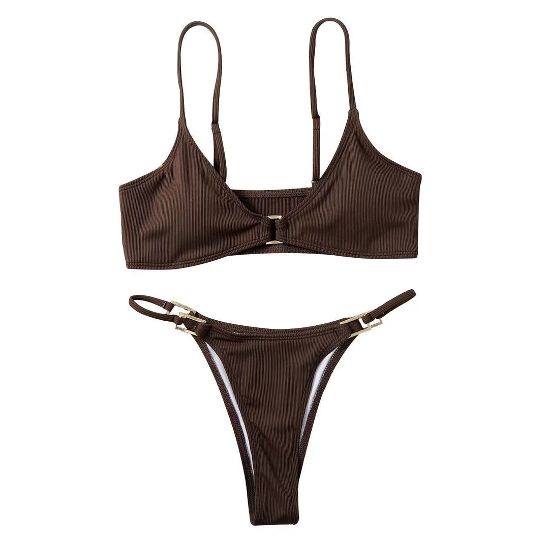 Damen Triangel-Bikini mit raffiniertem Halterdesign und elegantem Goldverschluss EB
