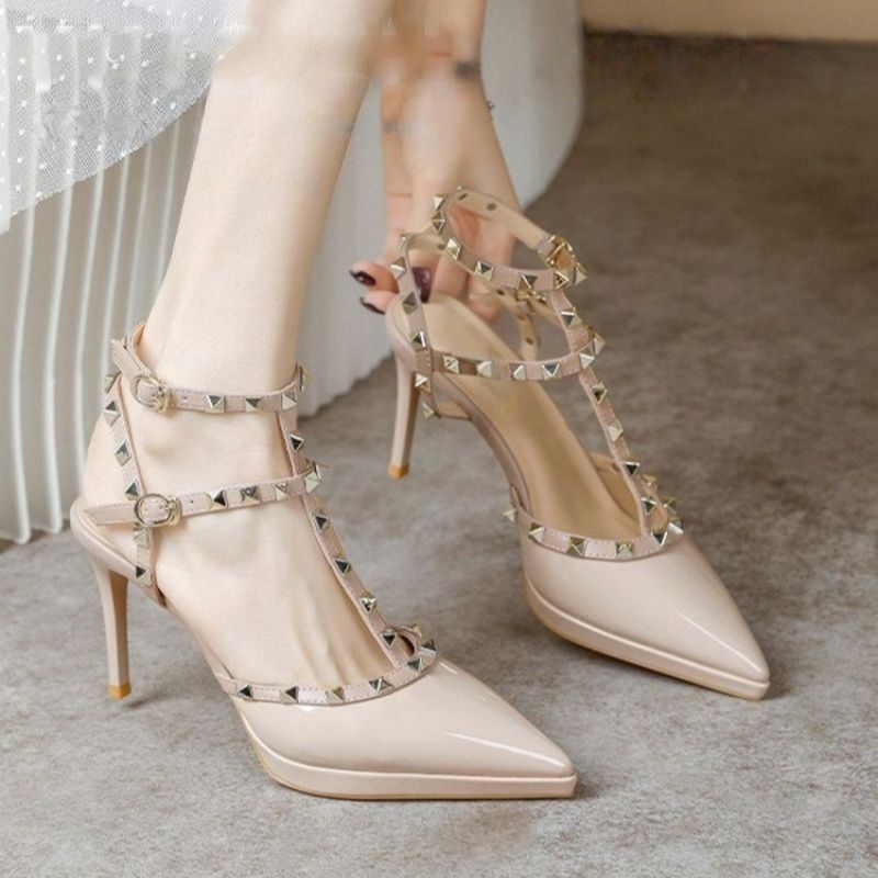 Damen elegante High Heel Sandalen mit strategischer Riemenverzierung EB