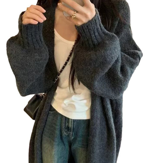 Damen Kuscheliger Strickcardigan mit lässigem Schnitt und weitem Kragen EB