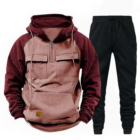 Herren funktionale Kapuzenjacke mit Reißverschluss und Jogginghose EB