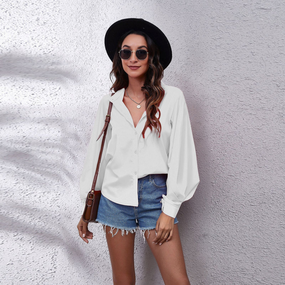 Damen Oversized Longsleeve Bluse mit lässigem Schnitt und voluminösen Ärmeln EB