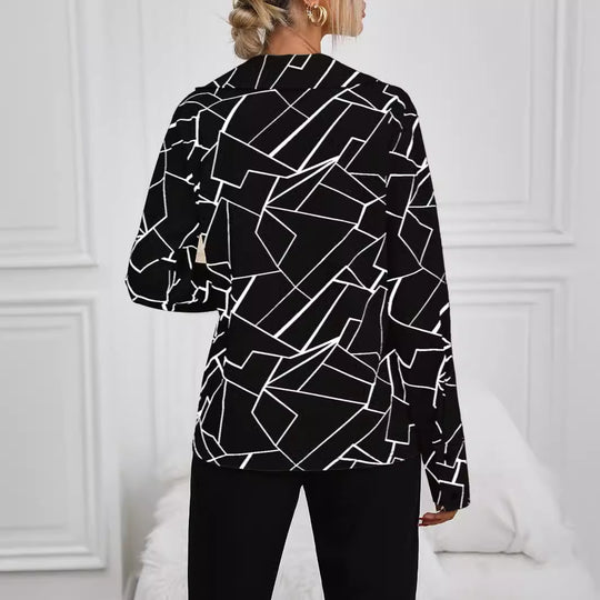 Damen Hemdbluse mit stilvollem geometrischen Design EB