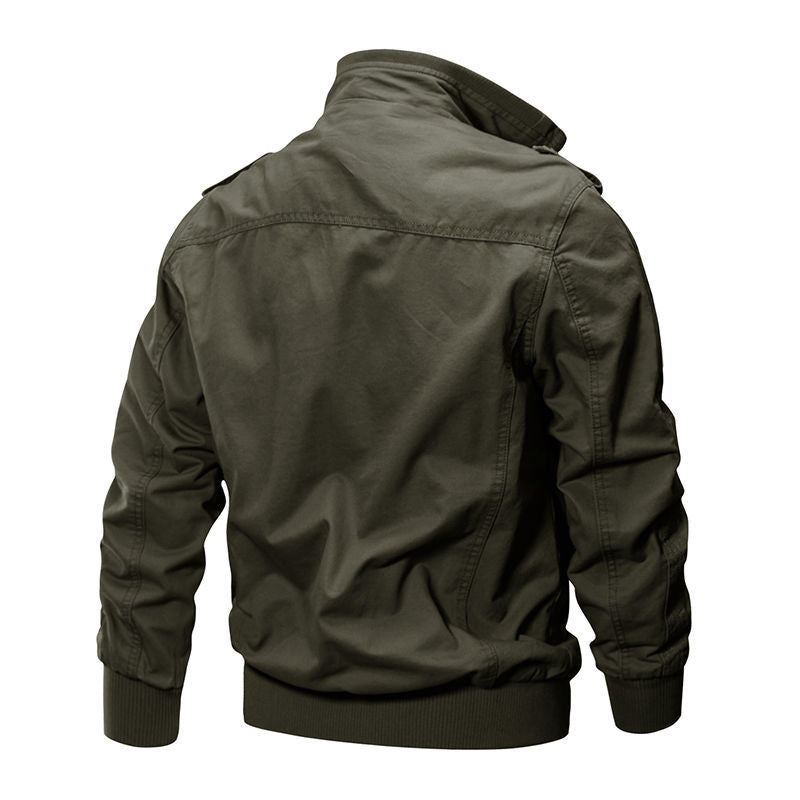 Herren nan Canvas-Utility-Blouson mit hochgeschlossenem Stehkragen, Pattentaschen und elastischem Saum EB