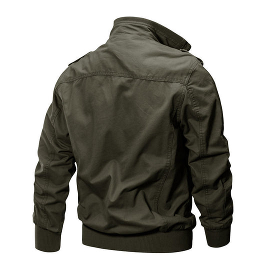 Herren nan Canvas-Utility-Blouson mit hochgeschlossenem Stehkragen, Pattentaschen und elastischem Saum EB