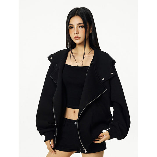 Damen Kapuzenpullover mit asymmetrischem Reißverschluss und komfortabler Passform EB