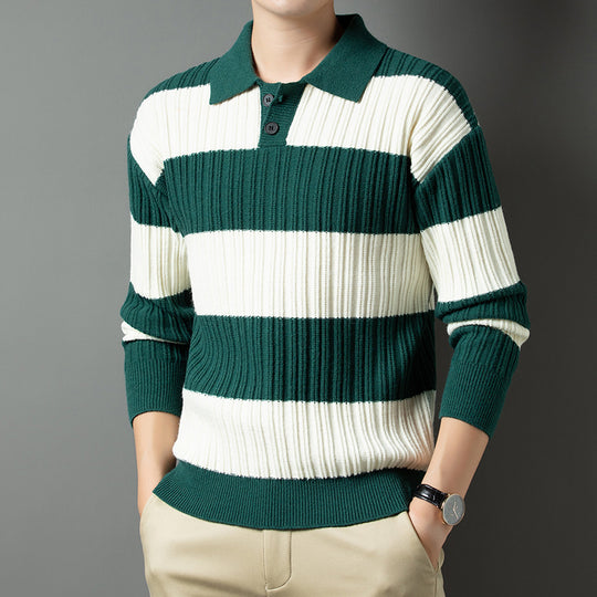 Herren Pullover aus strukturiertem Rippenstrick mit Polokragen EB