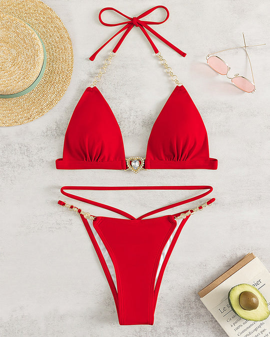 Damen Triangel-Bikini mit eleganten Schmuckdetails EB