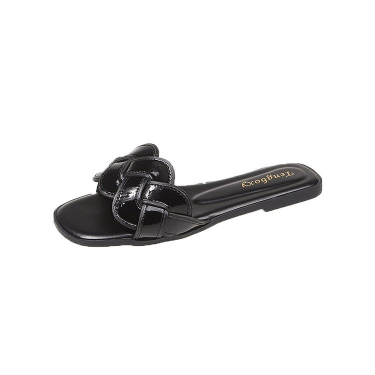 Damen trendige Riemensandalen mit geflochtenem Design und komfortablem Fußbett EB