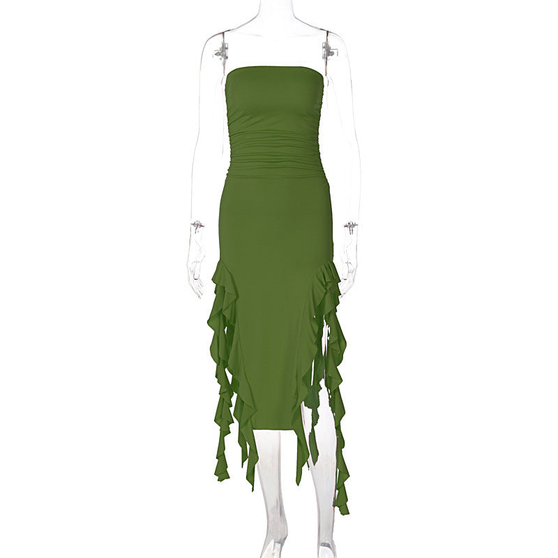 Damen Wickelkleid mit Rüschen und figurformendem Schnitt EB