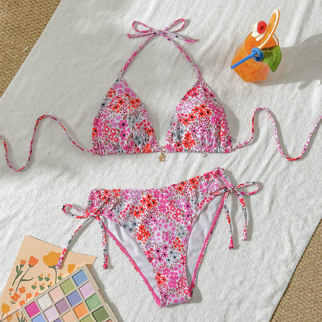 Damen Triangel-Bikini-Set mit verstellbaren Trägern und elastischem Bund EB
