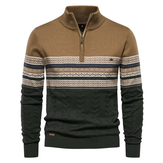 Herren Pullover mit modernem Zipper und attraktiven Farbmustern EB