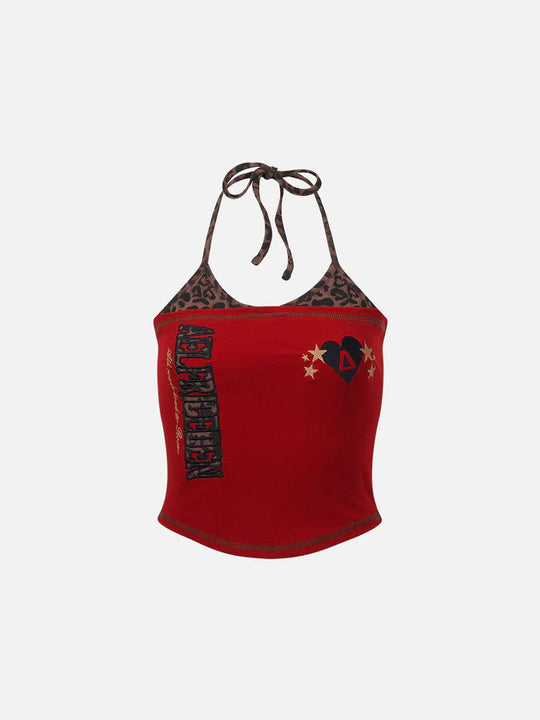 Damen Bunt bedrucktes Crop-Top mit Halterneck EB