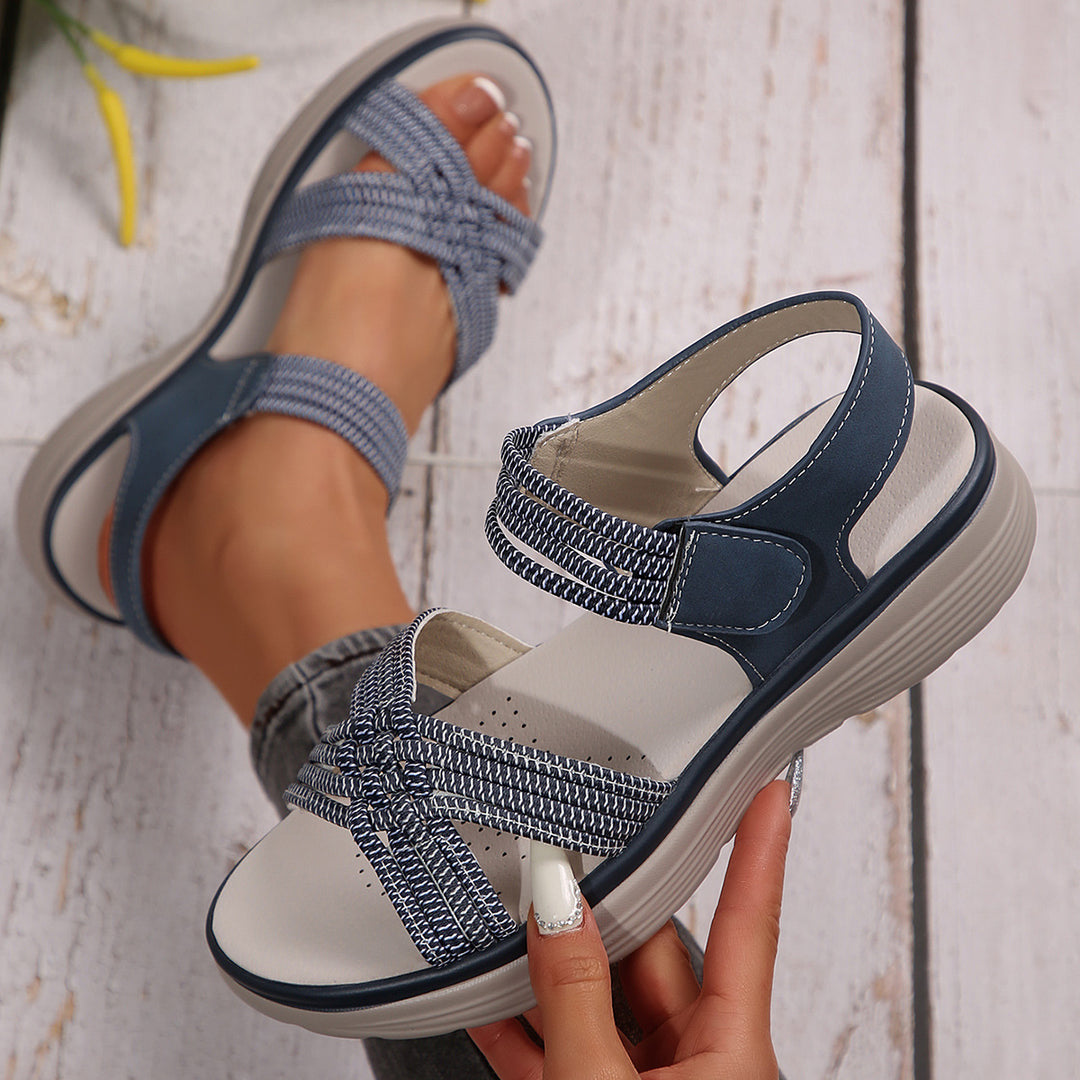 Damen Komfortable Sandalen mit verstellbaren Riemen und anatomischem Fußbett EB