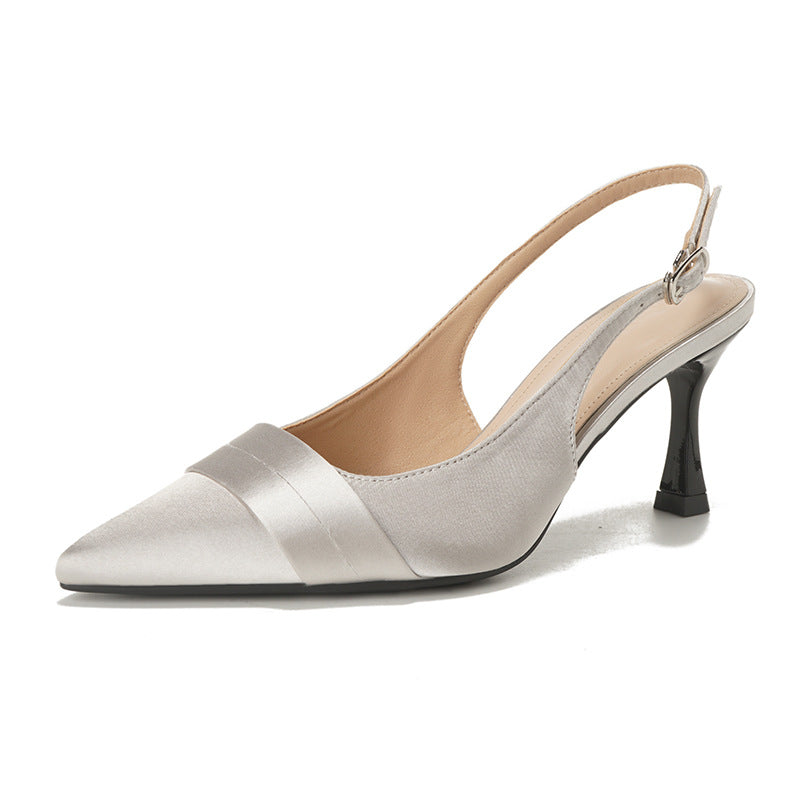 Damen Sling-Pumps mit eleganter Satin-Oberfläche und raffinierter Absatzhöhe EB