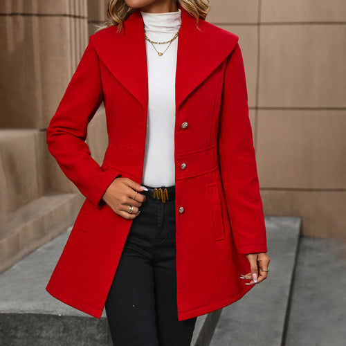 Damen eleganter Mantel mit hochgeschlagenem Kragen EB