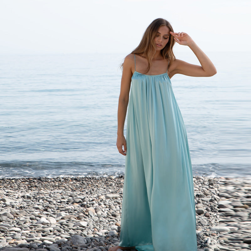 Damen Luftiges Maxikleid mit feinen Spaghettiträgern EB