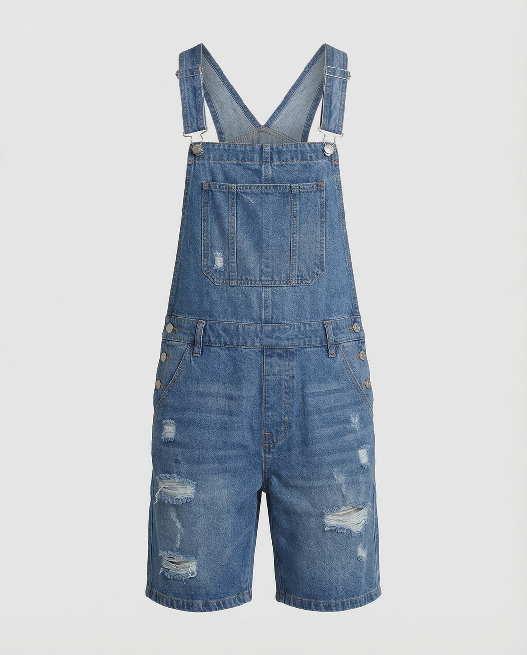 Herren Denim Latzshorts mit Ripped-Details