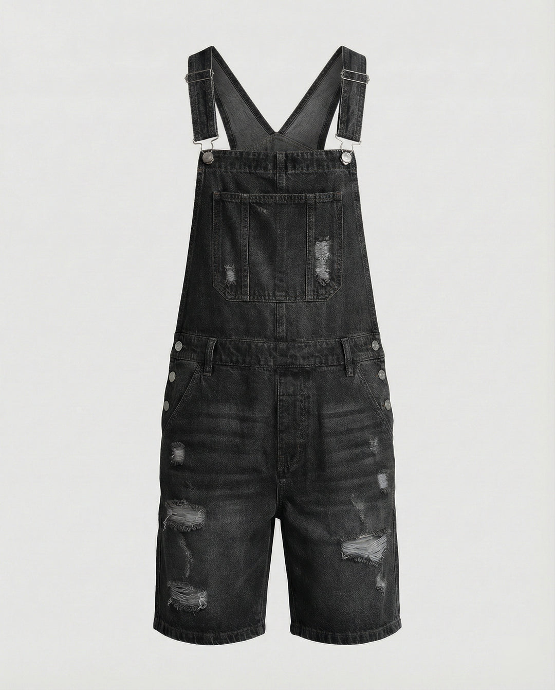 Herren Denim Latzshorts mit Ripped-Details