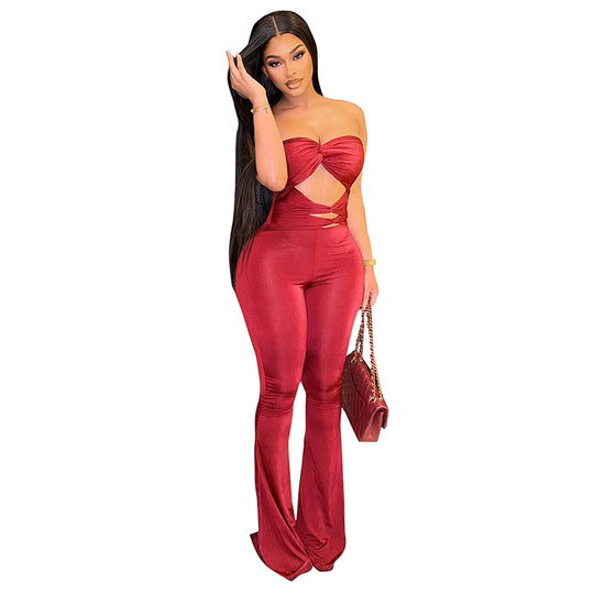Damen Eleganter Cut-Out Jumpsuit mit fließendem Bein EB