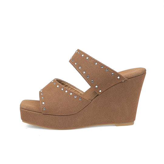 Damen Wedge-Pantoletten mit eleganter Schnallenverzierung und rutschfester Sohle EB