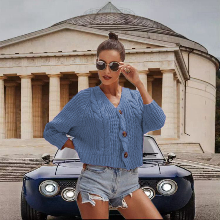 Damen Grobstrickjacke mit Knopfdesign und lässigem Look EB