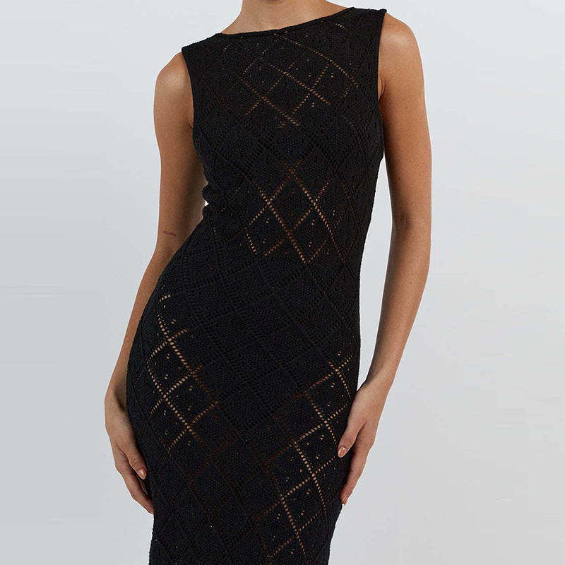 Damen Strickkleid im angesagten Rautenmuster mit hohem Schlitz EB