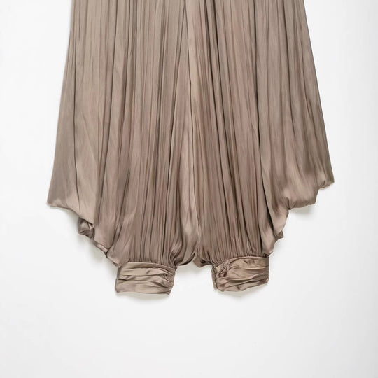 Damen Hochwertige Plisseehose mit elastischem Bund und schmalem Bein EB