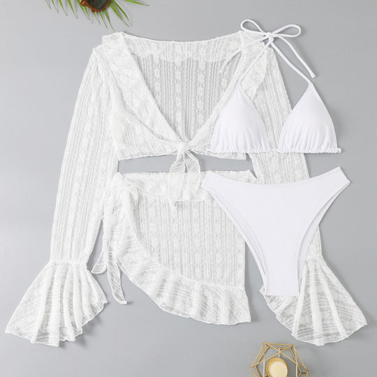 Damen Bikiniset mit länglichem Cardigan EB