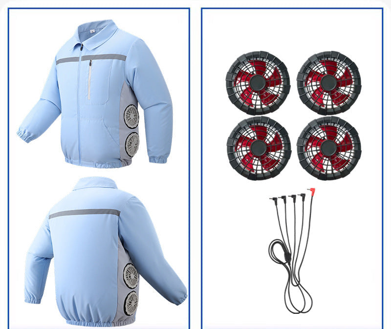 Unisex nan kühlende Ventilationsjacke mit integrierten seitlichen Lüftern und atmungsaktivem Funktionsmaterial R&B