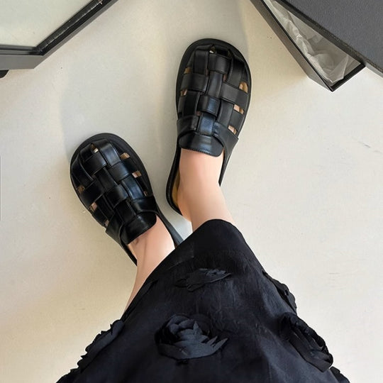 Damen Komfortable geflochtene Sandalen mit bequemer Fußbettgestaltung EB