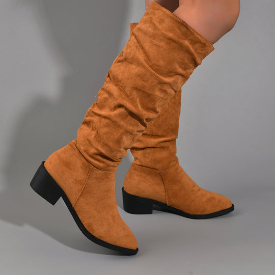 Damen modische Overknee-Stiefel aus weichem Wildleder EB