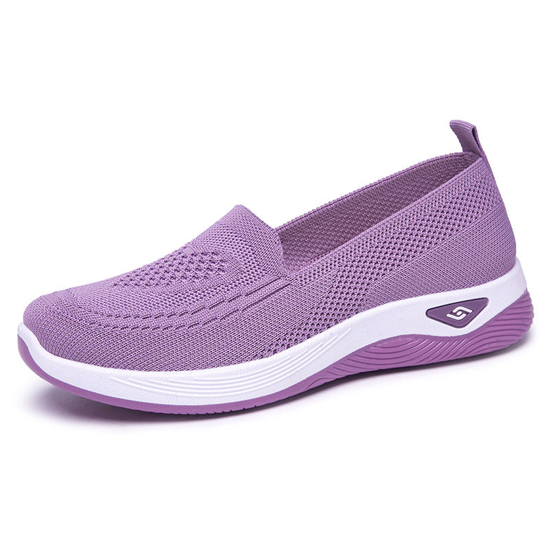 Damen Hochwertige Slip-On Freizeitschuhe mit atmungsaktiver Strickoberfläche EB