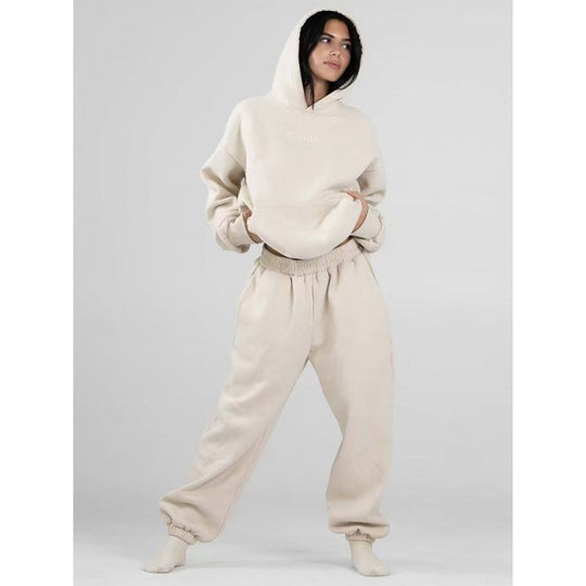 Damen nan oversized Kapuzenpullover mit Kängurutasche und weichem Fleece-Innenfutter EB