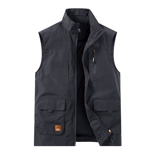 Herren Packbare Funktionsweste mit atmungsaktivem Mesh‑Innenfutter und Mehrfachtaschen EB