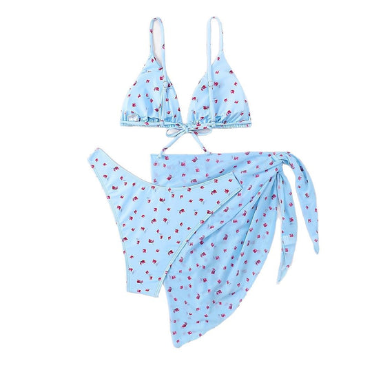 Damen Triangel-Bikini mit floralem Wickelrock EB