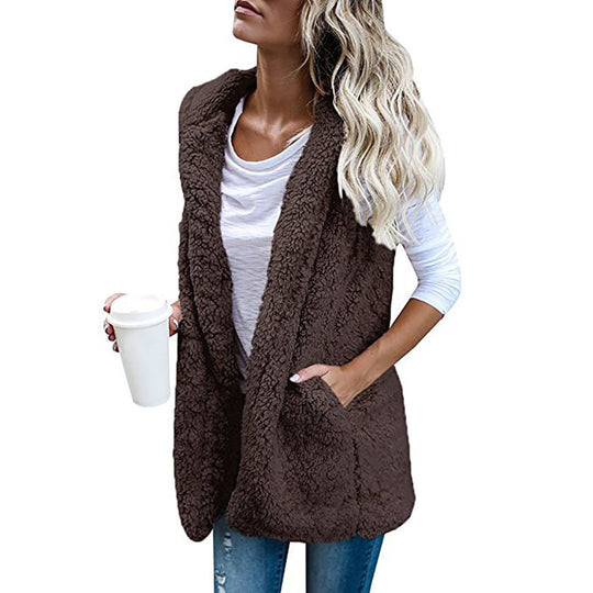 Damen Zarte Fleece-Weste mit praktischen Taschen und offenem Schnitt EB