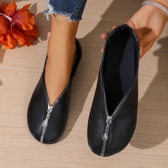 Damen bequeme Schlupfschuhe mit praktischem Reißverschluss EB